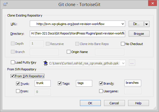 TortoiseGit SVN Clone Interface
